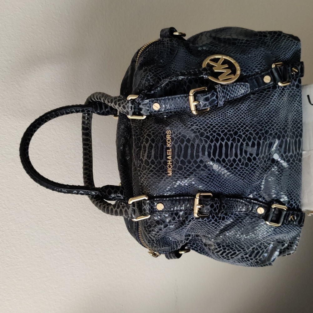 Michael Kors Dark Blue Snake Print Handbag